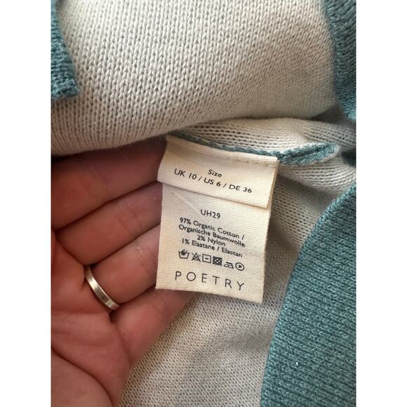 Poetry Organic Cotton Collared Cardigan Jacket Button Up Aqua Blue Size 6/Small - Picture 4 of 8